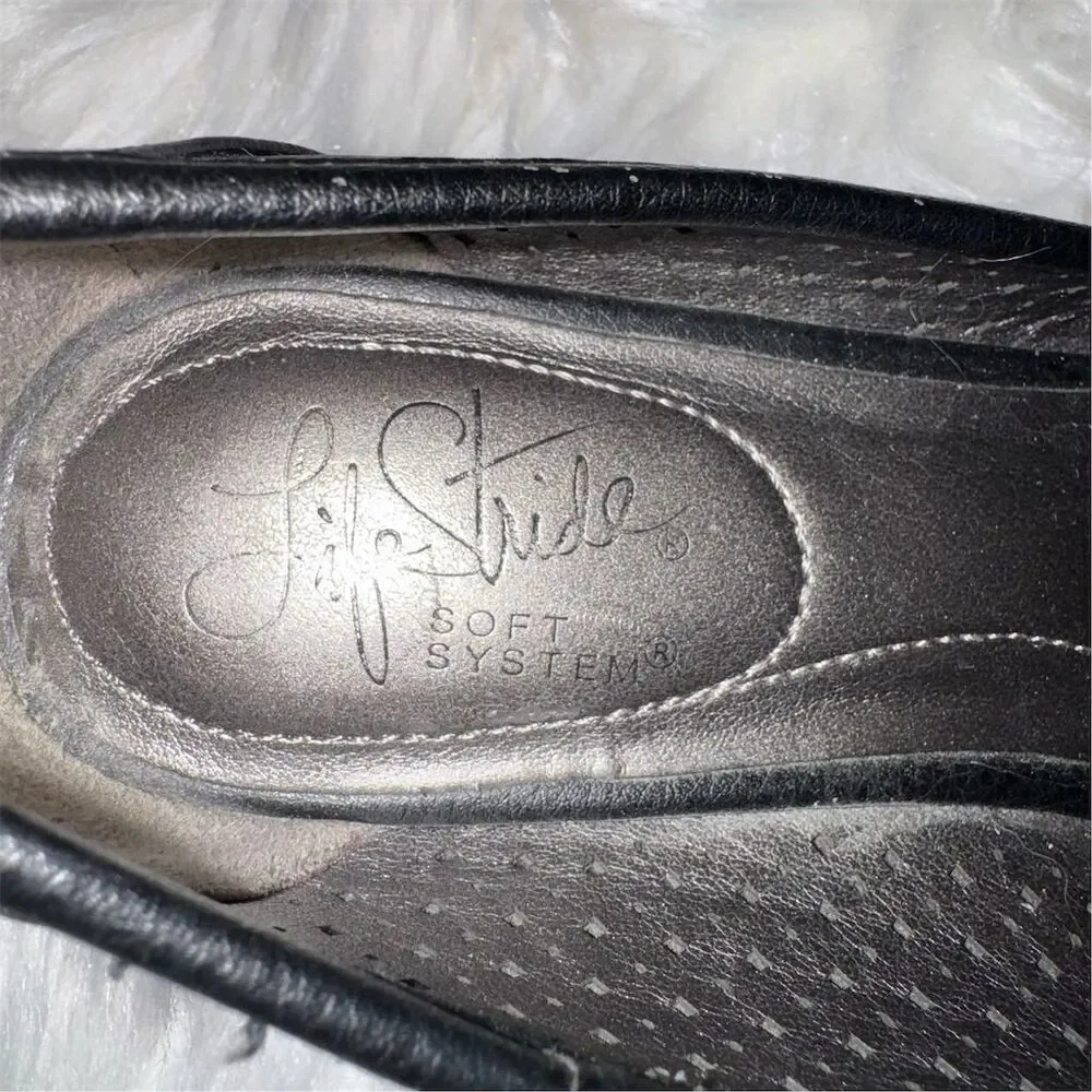 LifeStride Women's Soft System Black‎ Slip-On Wedge Shoes Size 6.5 Casual Flex